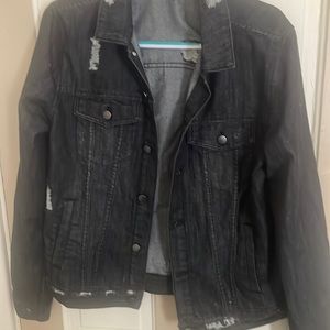 Distressed trucker jacket